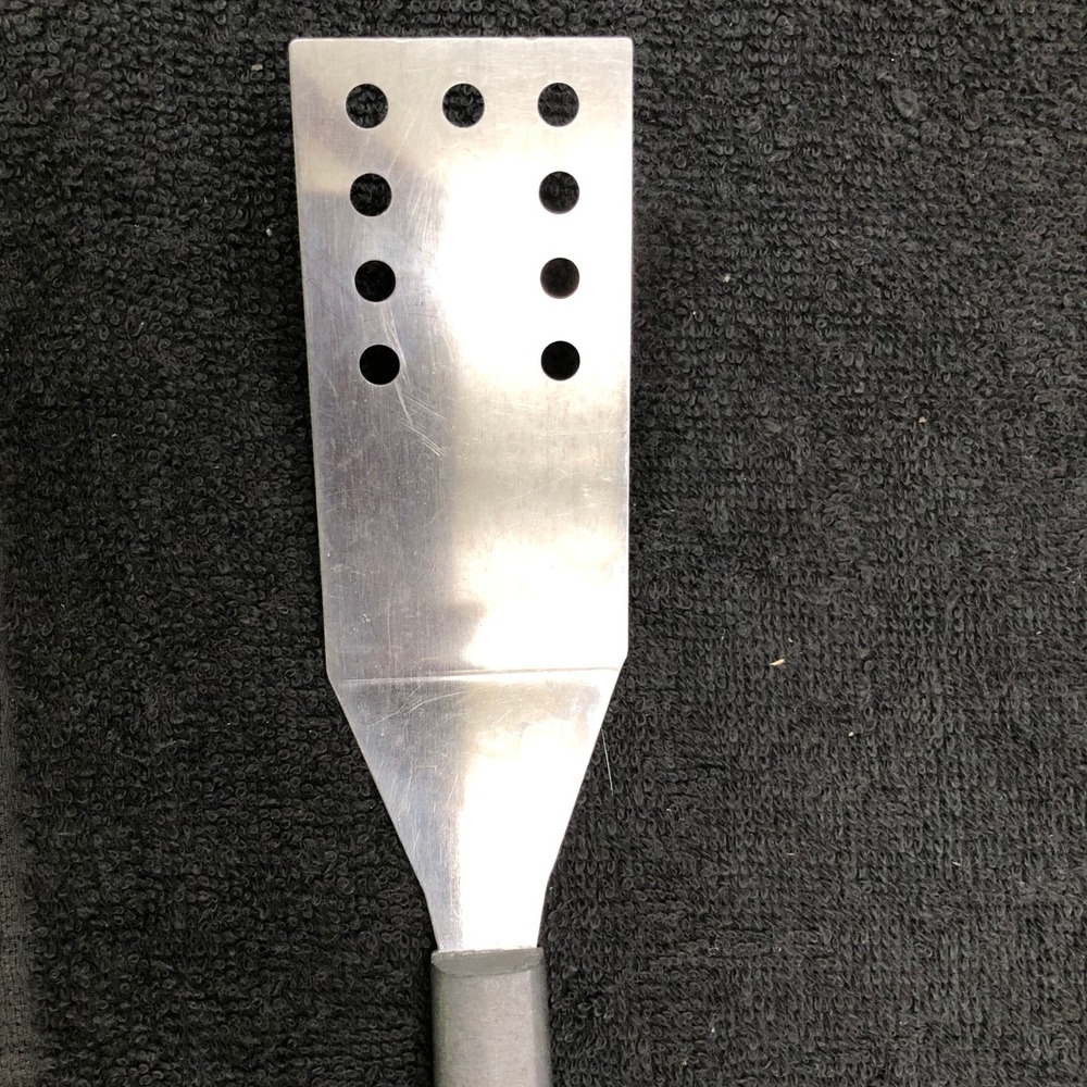 Vintage Stainless Steel Slotted Turner Spatula Perforated Metal Handle 50s/60s